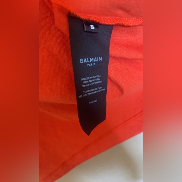 Balmain men's orange cotton T-shirt.  🍊 - Picture 9 of 10